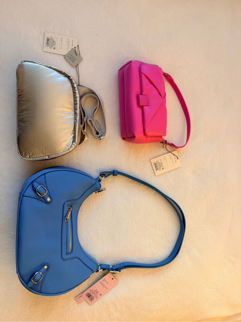 Target Handbag Bundle – 3 Bags with Tags – Pink, Silver & Blue